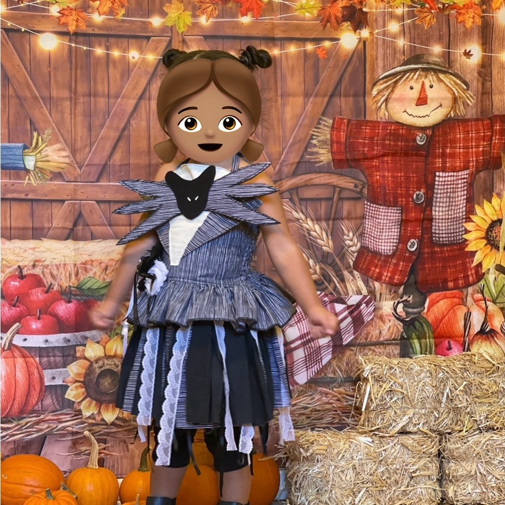 Jack Skellington halloween outfit with zero trick or treat bucket